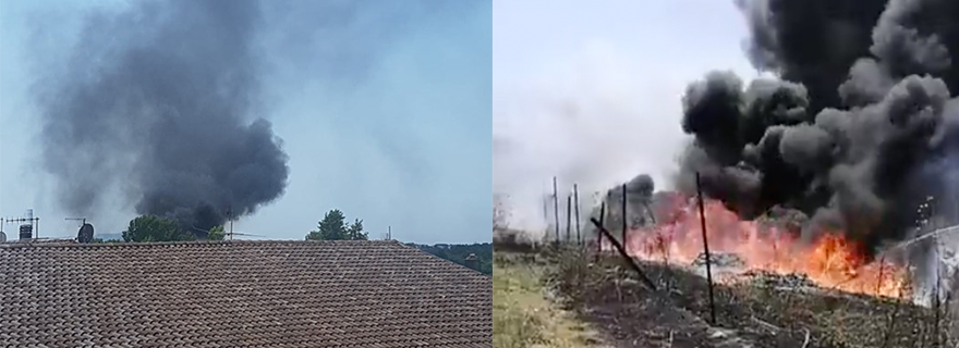 Giugliano: La terra dei fuochi brucia in pieno giorno, due colonne di fumo nero
