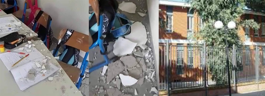 Casalnuovo: Cadono calcinacci in una classe dell’Istituto De Nicola