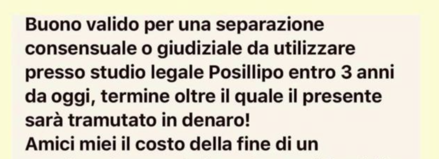 Santa Maria CV: Collega si sposa, avvocato regala buono divorzio