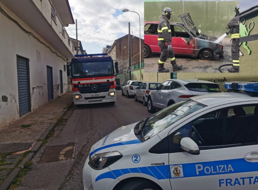 Frattamaggiore: Auto in fiamme, anziano conducente in salvo