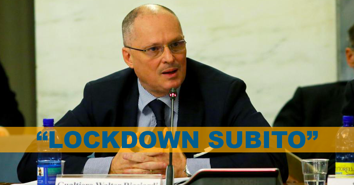 Covid, Il Consigliere del Ministro Ricciardi: “Occorre un nuovo lockdown subito”