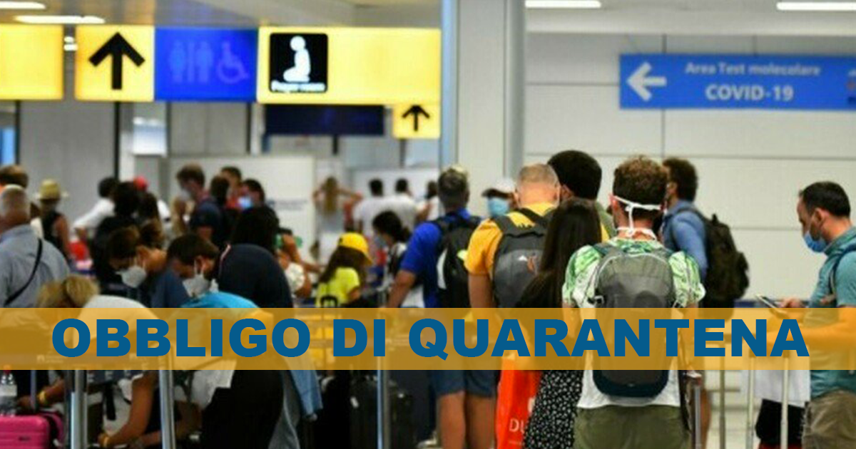 Obbligo di quarantena e tampone anche per chi rientra da Paesi Ue