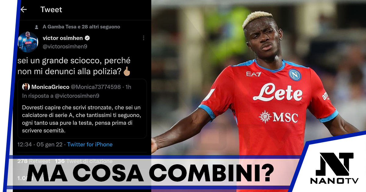 Osimhen risponde male ad un tifosa su Twitter e gli mostra il dito medio