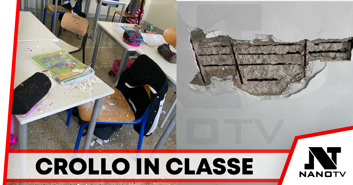 Caivano: cade un pezzo di intonaco dal soffitto in classe alla “Rodari”