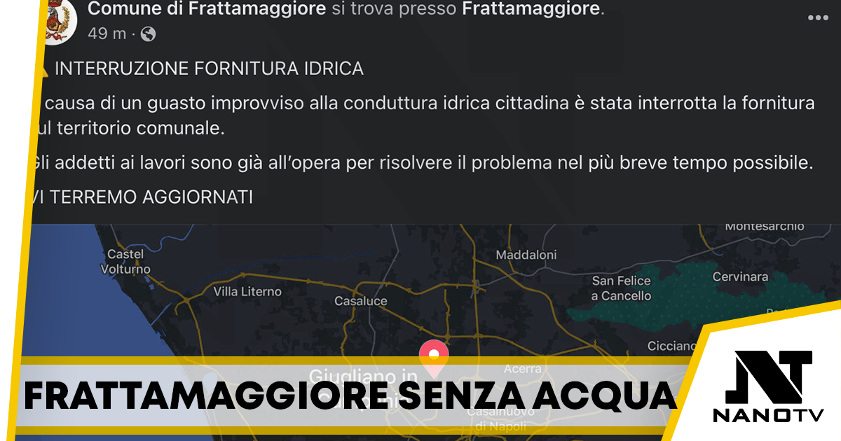 Frattamaggiore senza acqua, l’annuncio del Comune