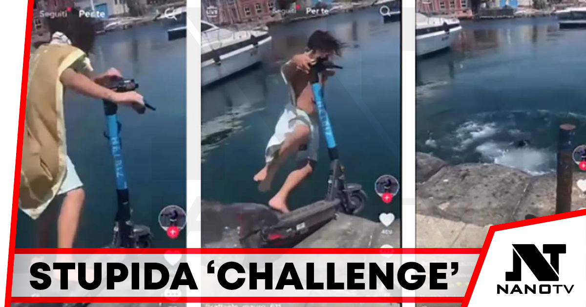 Napoli, la nuova ‘stupida’ challenge: lanciarsi in mare con il monopattino