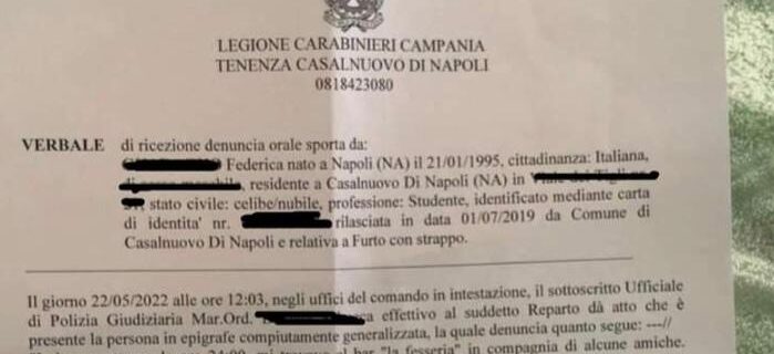 Casalnuovo: due ragazze derubate a Napoli