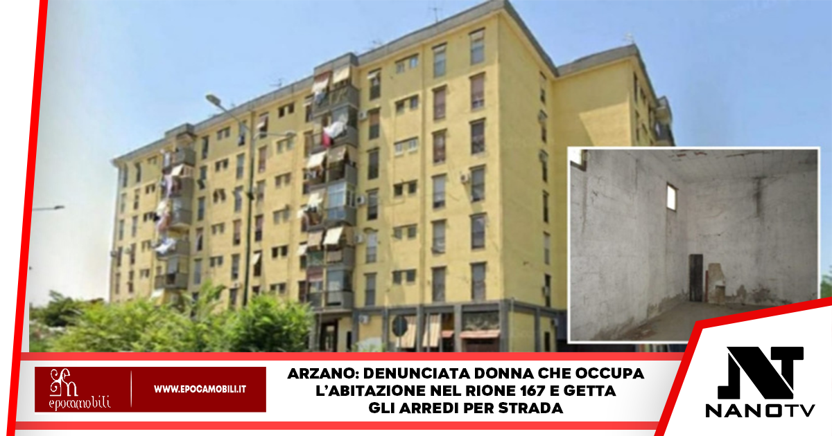 Donna denunciata per aver gettato arredi per strada e occupazione abusiva.