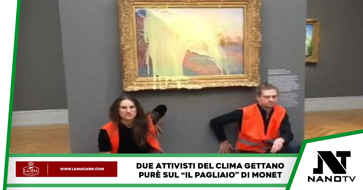 Due attivisti del clima gettano purè di patate su un dipinto di Monet