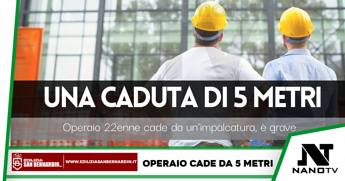 Operaio 22enne cade da una impalcatura di 5 metri: è grave