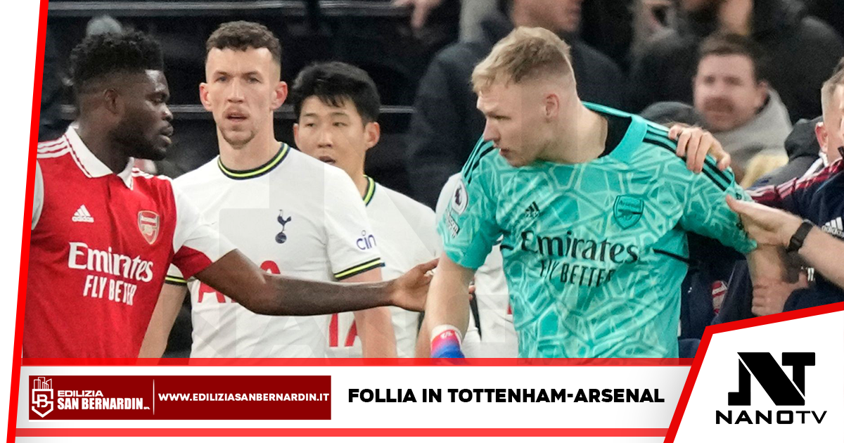 tifoso degli Spurs tira un calcio al portiere dell’Arsenal