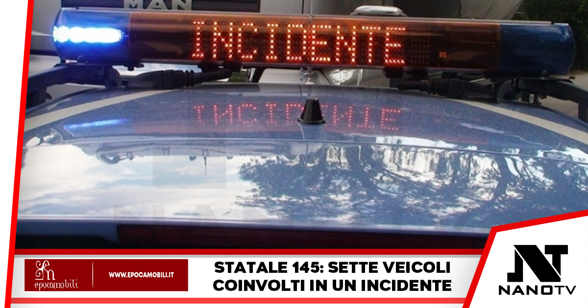 Sette veicoli coinvolti in un incidente stradale