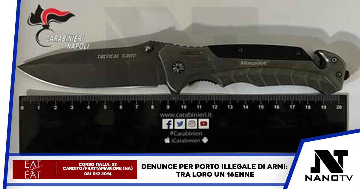 Denunce per porto illegale di armi: tra loro un 16enne
