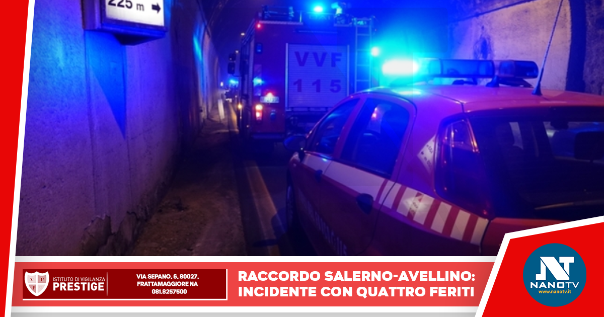 Incidente a catena sul raccordo Avellino-Salerno, tamponamento con 4 feriti