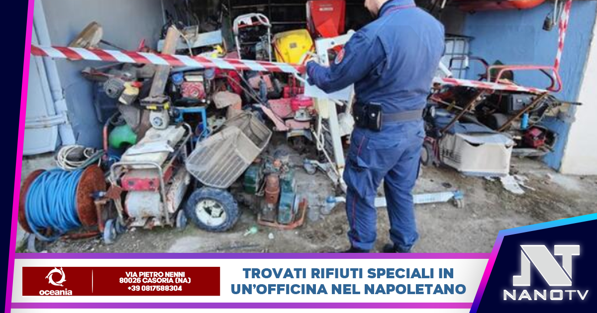 Rifiuti speciali in un’officina nel Napoletano