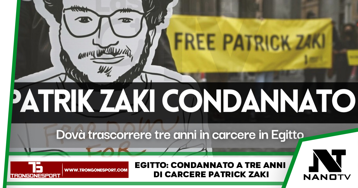 Egitto: condannato a tre anni di carcere Patrick Zaki
