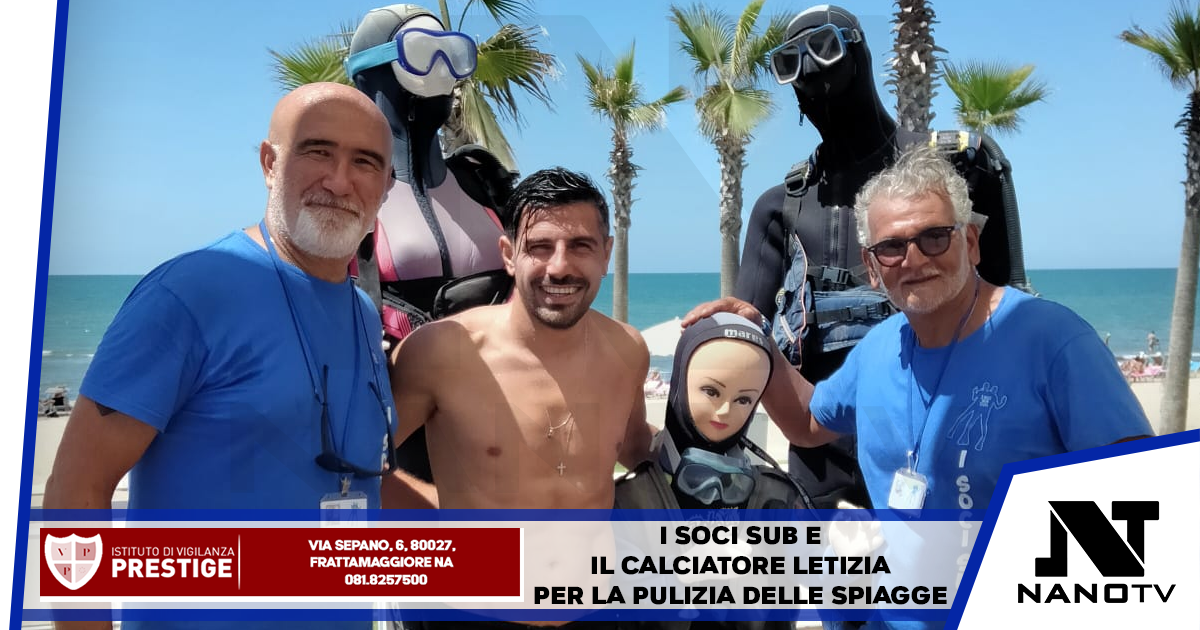 I Soci sub e Il calciatore Letizia per la pulizia delle spiagge
