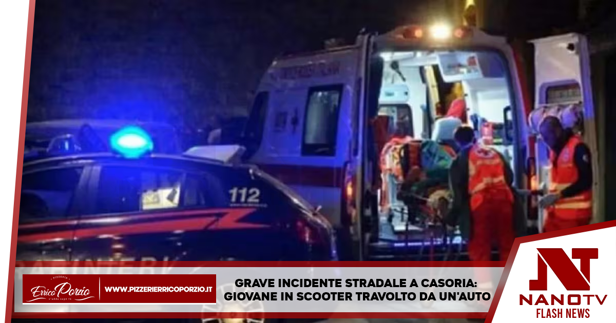 Grave incidente stradale a Casoria: giovane in scooter travolto da un’auto