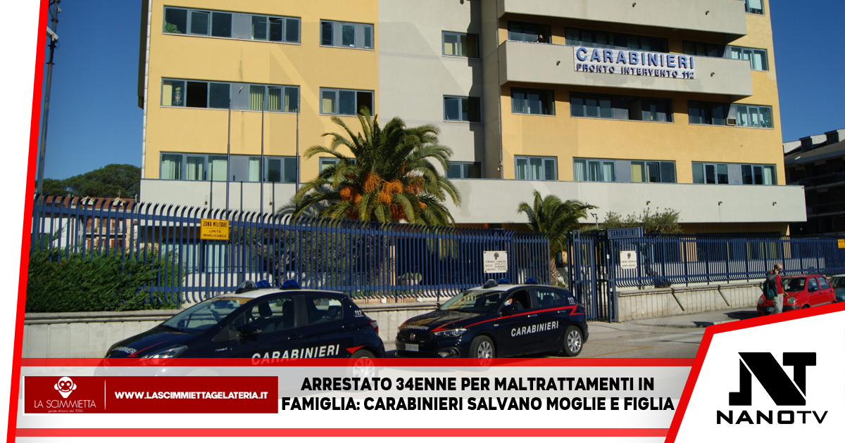 Arrestato 34enne per maltrattamenti in famiglia: Carabinieri salvano moglie e figlia