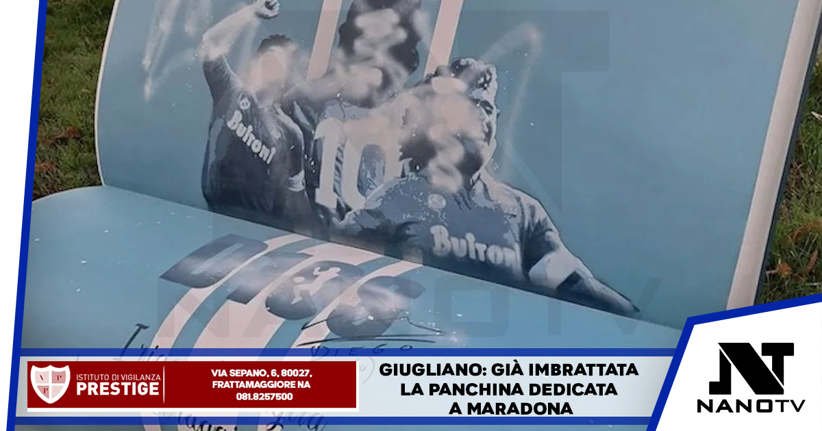Giugliano: già imbrattata la panchina dedicata a Maradona