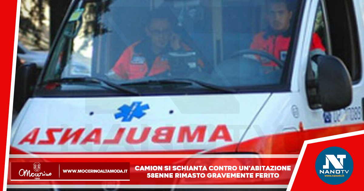 Capua, Caserta: camion si schianta contro un’abitazione, 58enne rimasto gravemente ferito