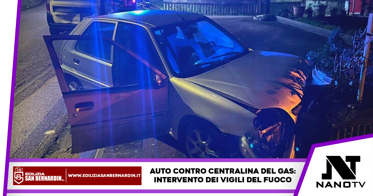 Auto si schianta contro una centralina del gas: fortunatamente nessun ferito