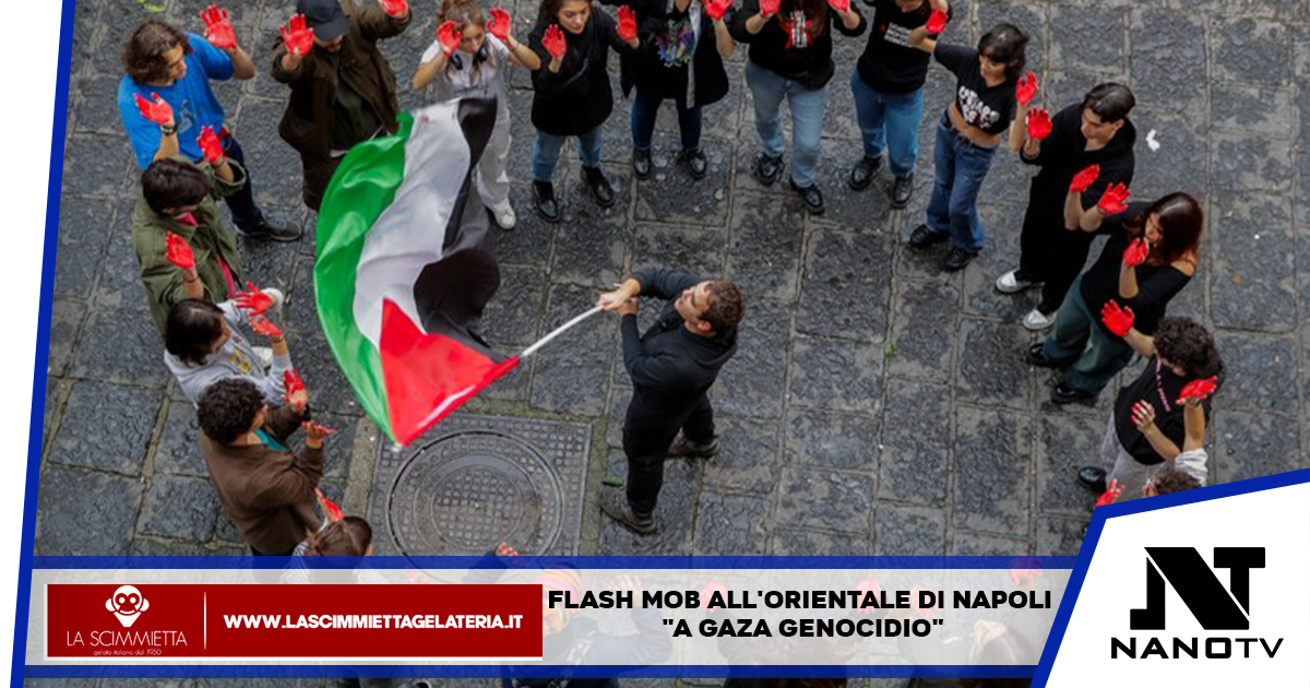 Napoli: Flash mob all’Orientale di Napoli, “a Gaza genocidio” dicono gli studenti
