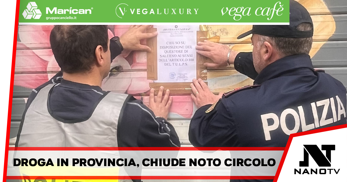 Droga in provincia, chiuso circolo ricreativo