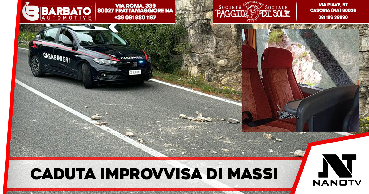 Sorrento – Caduta massi sulla statale tra Meta di Sorrento e Amalfi