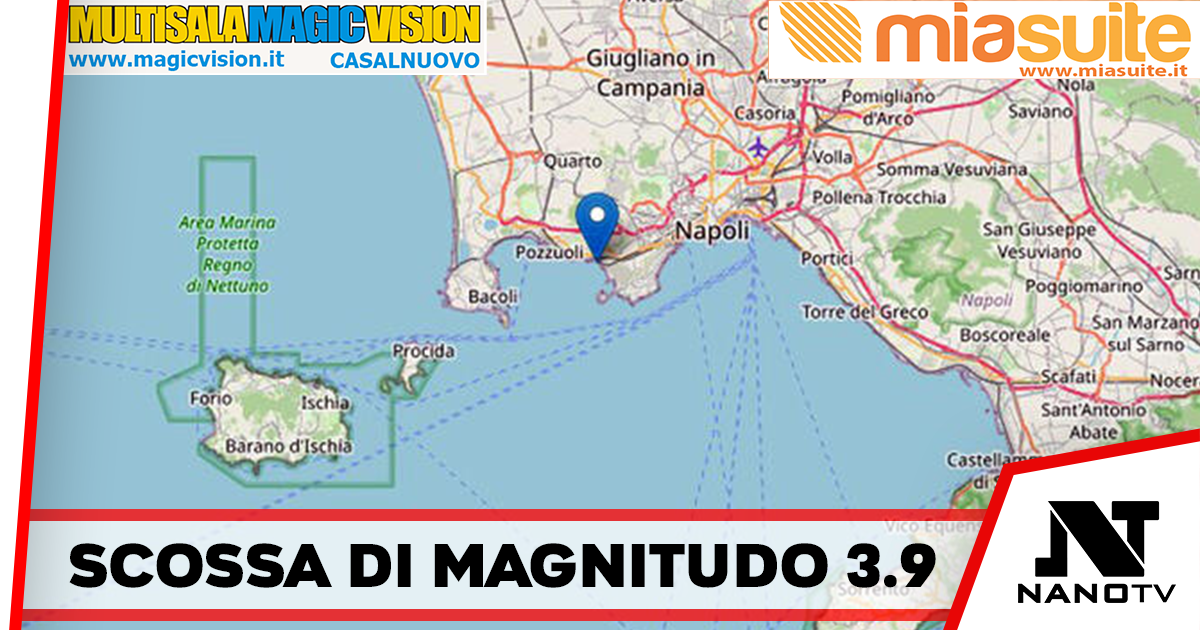 Napoli – Campi Flegrei trema ancora, forte scossa di magnitudo 3.9 alle 05:44 di questa mattina