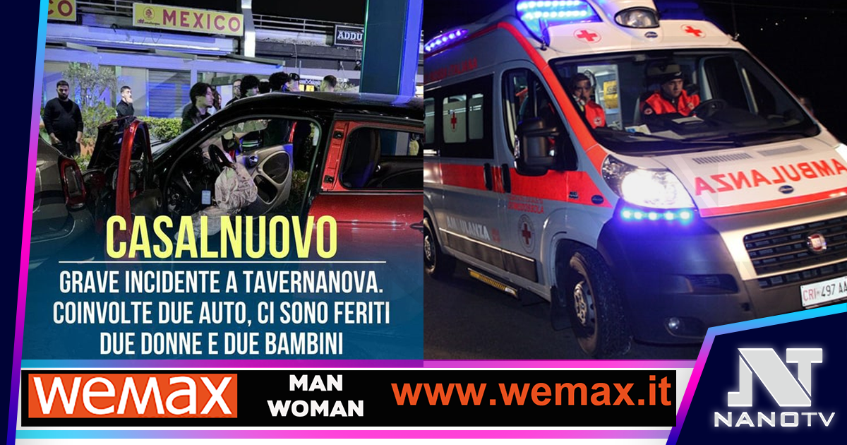 Grave incidente questa notte a Casalnuovo: 4 feriti, 2 donne e due bambini