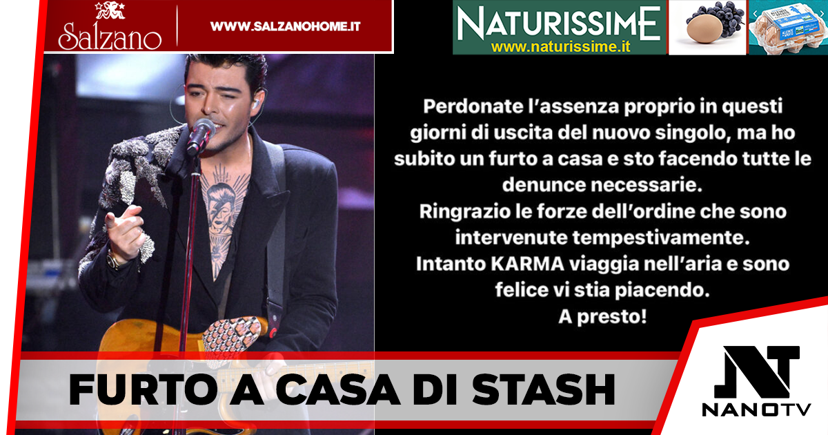 Il cantante dei The Kolors, Stash, si scusa per l’assenza sui social a causa di un furto in casa