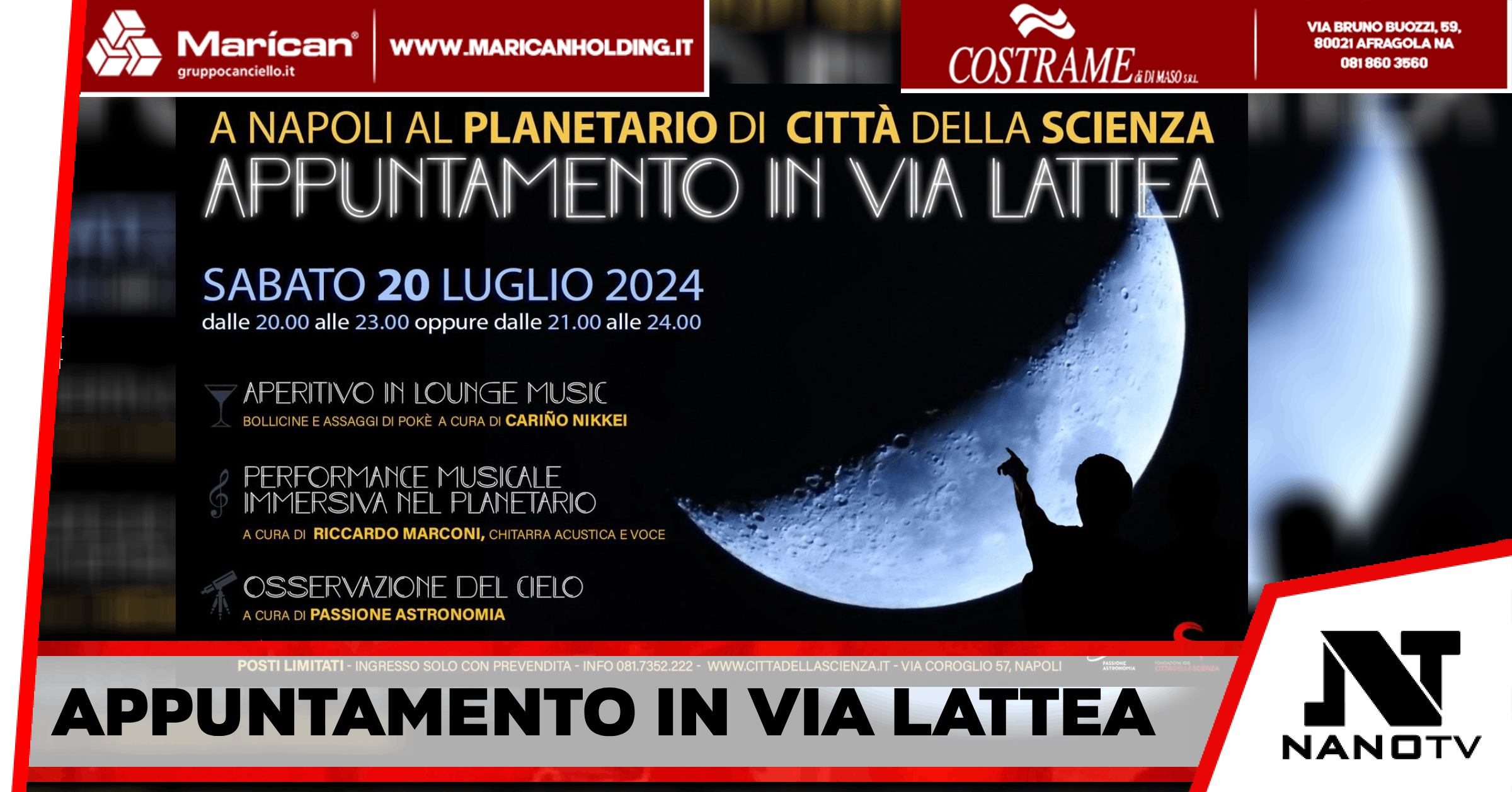 Napoli – Appuntamento in Via Lattea: Si rinnova sabato 20 luglio l’apertura serale del Planetario di Città della Scienza