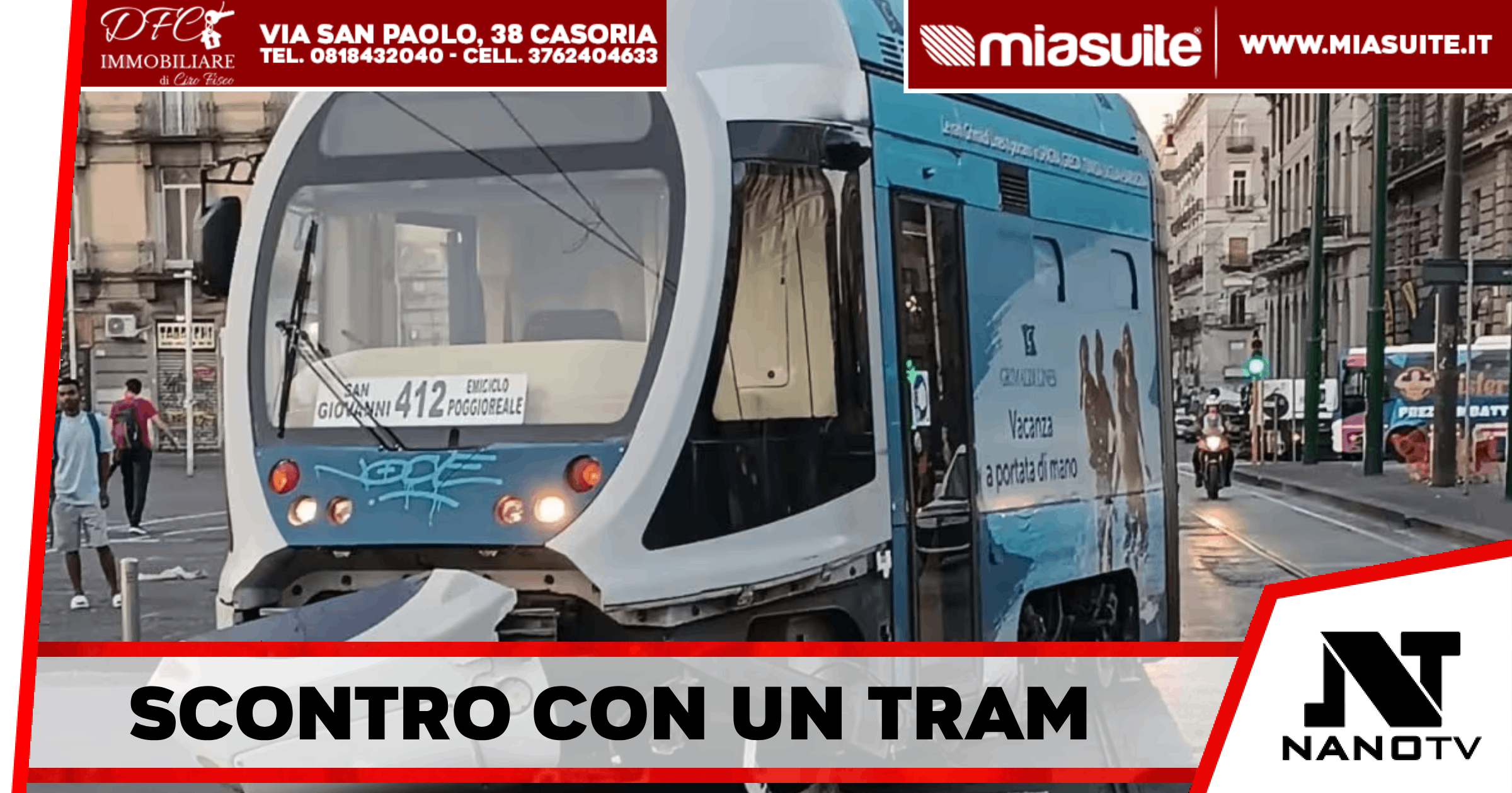 Napoli – Un’auto si schianta contro un tram dell’ANM e poi si dilegua