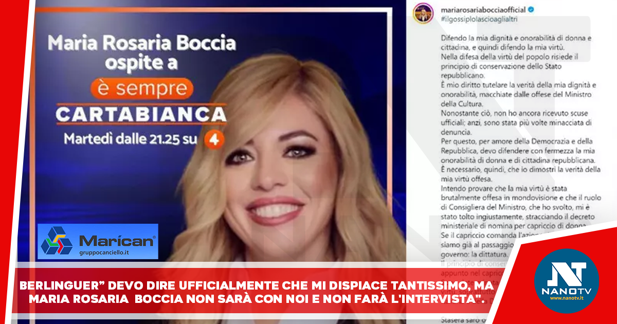 Salta l’intervista di Boccia a Rete 4. Berlinguer: “Mi dispiace tantissimo”