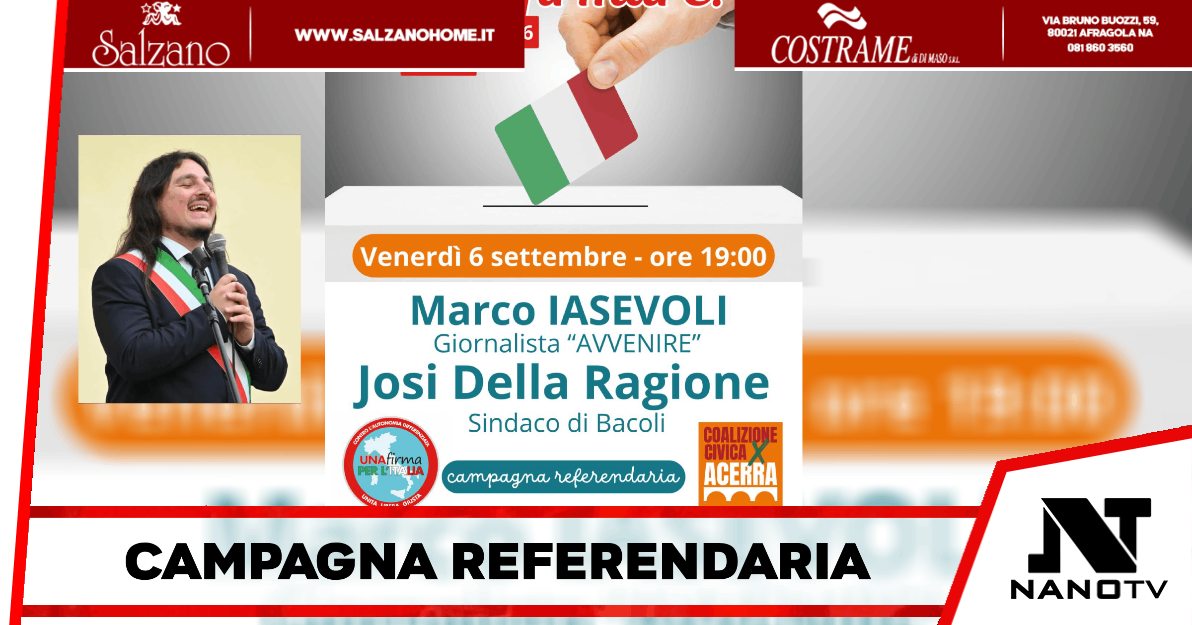 Acerra – Referendum: prosegue la campagna referendaria ad Acerra per la raccolta firme