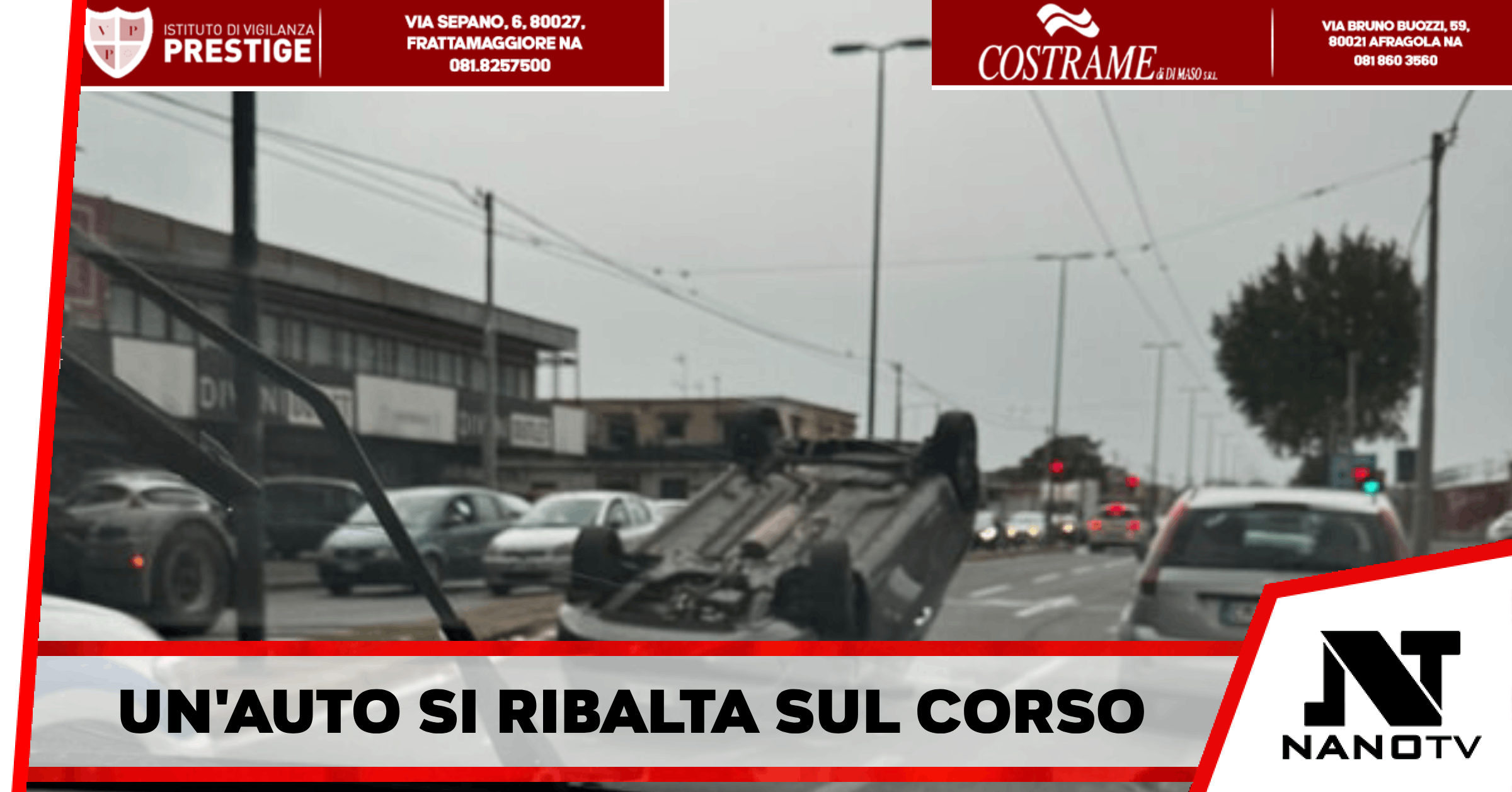 Capodichino – Auto ribaltata vicino all’aeroporto di Capodichino: conducente in ospedale