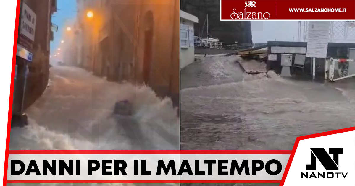 Maltempo in Campania: Sorrento invasa da fango e acqua, frana a Marina Piccola