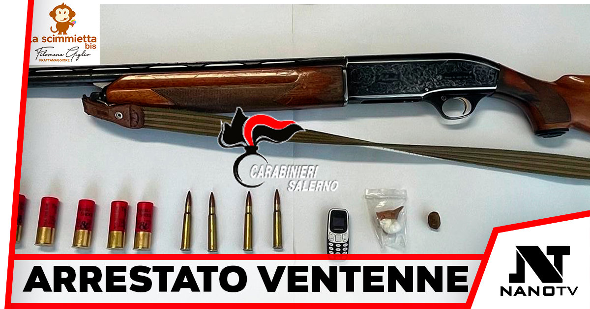 In auto con fucile e droga, arrestato 20enne nel salernitano