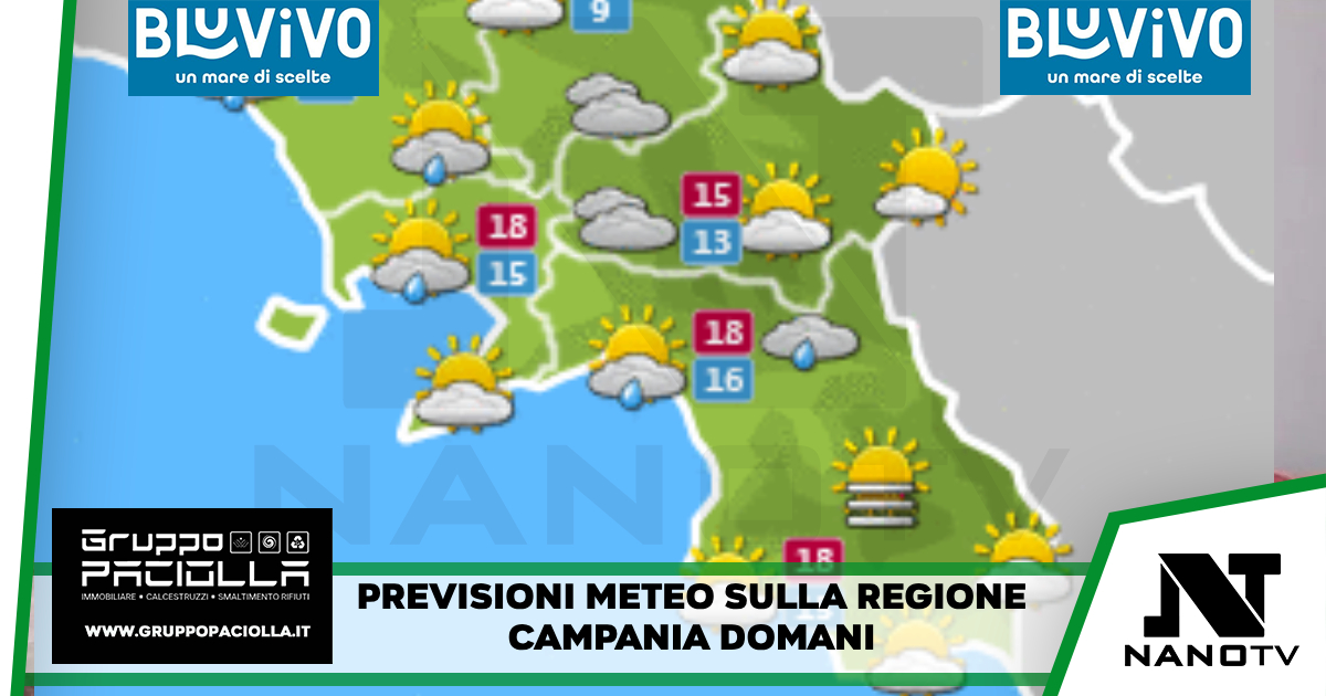 Previsioni meteo sulla regione Campania per domani