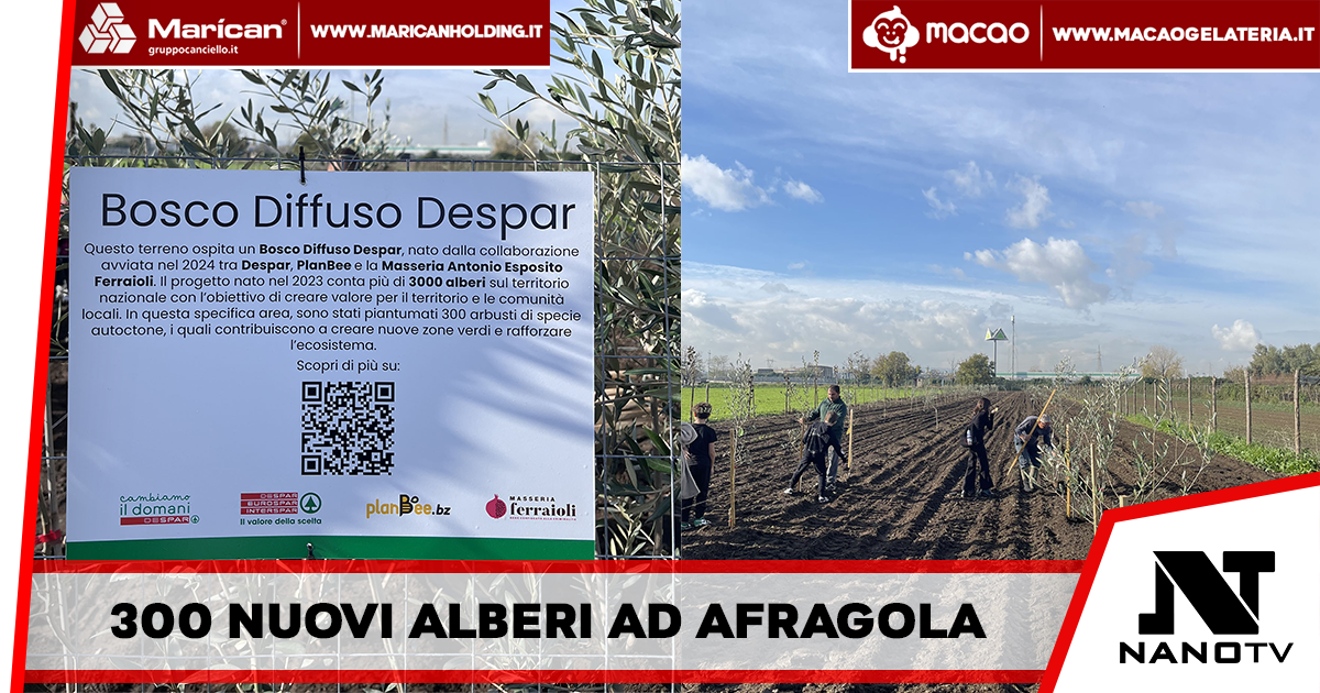 Afragola – 300 Nuovi alberi piantati in un terreno confiscato alla criminalità, cresce anche in Campania il “Bosco Diffuso Despar”