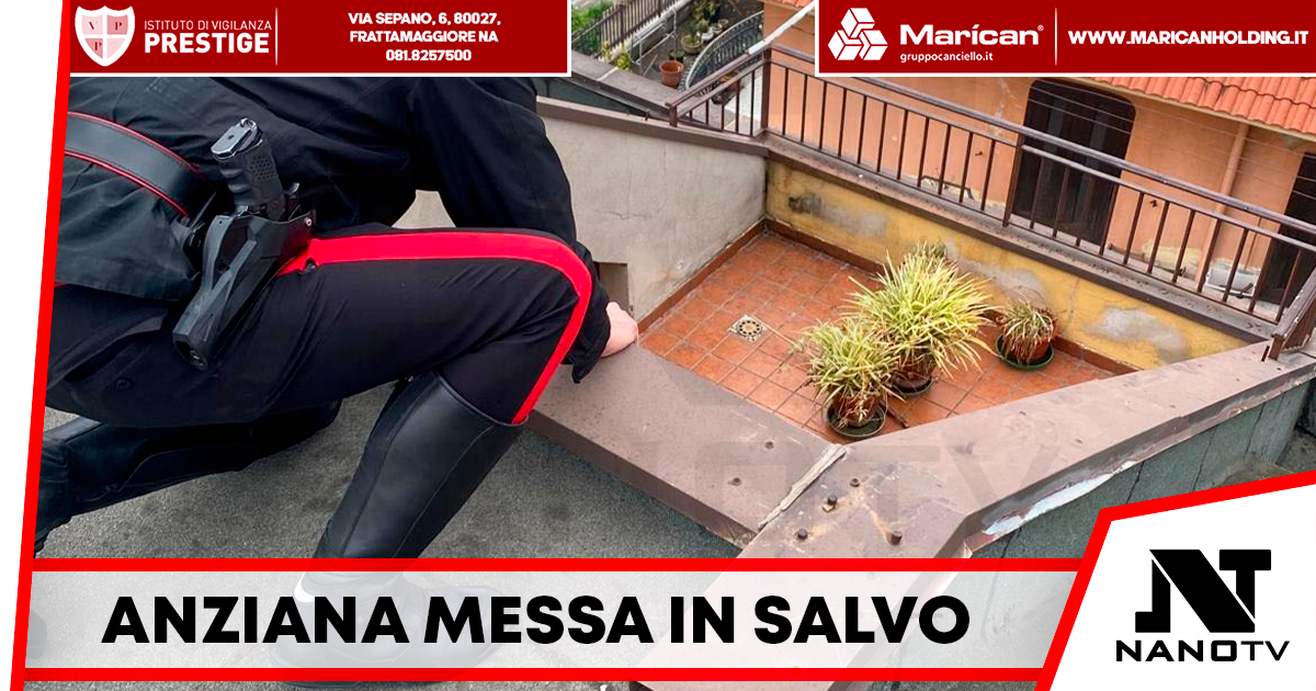 Sola e senza figli, 88enne salvata dai carabinieri