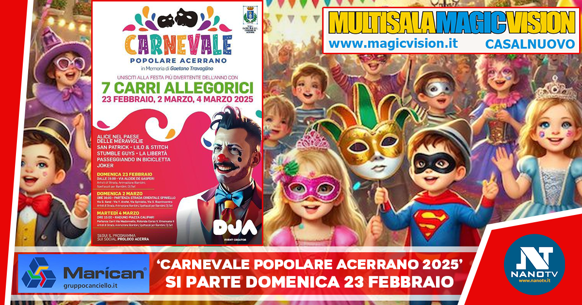 I colori ed i carri del Carnevale Popolare Acerrano ricordando l’allegria di Gaetano Travaglino