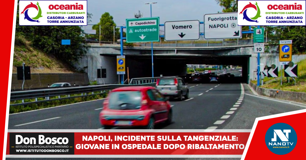 Napoli, incidente sulla Tangenziale: giovane in ospedale dopo ribaltamento