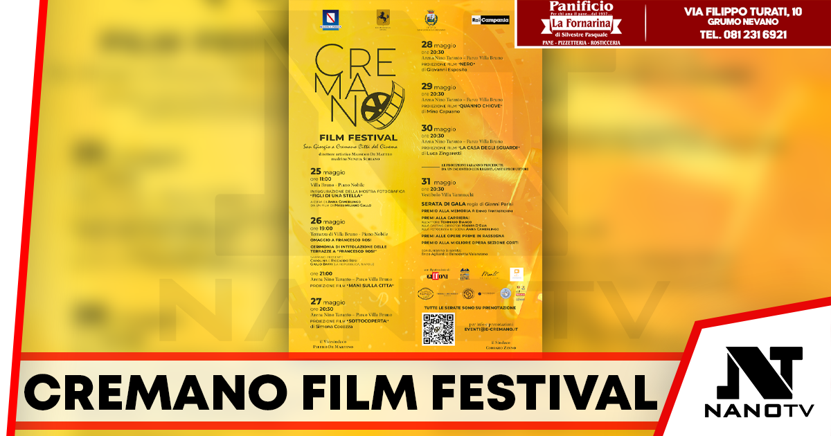 Torna il Cremano Film Festival dal 25 al 31 maggio a San Giorgio a Cremano, la 3° edizione della rassegna dedicata alle opere prime