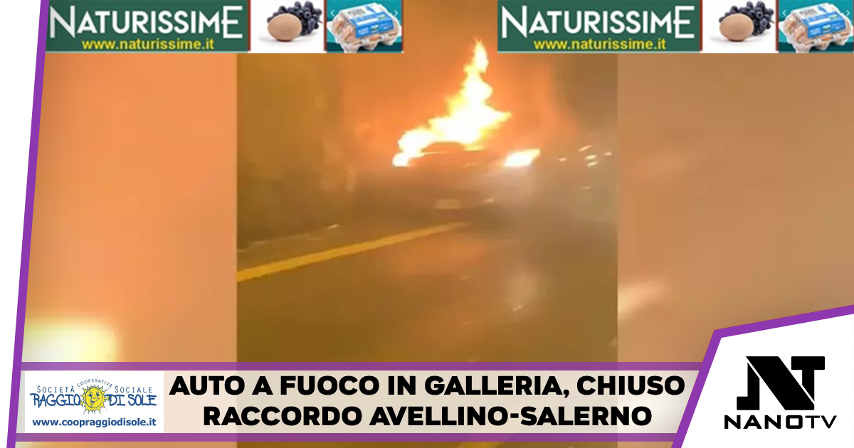 Auto in fiamme nella galleria Monte Pergola: chiuso il raccordo Avellino-Salerno