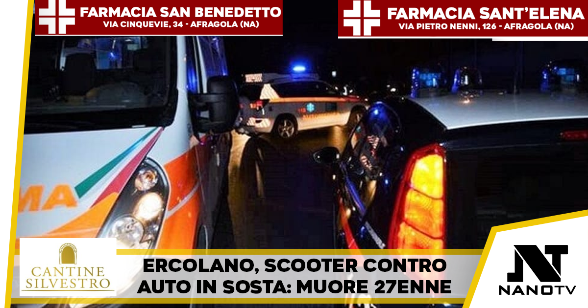 Ercolano, tragico incidente nella notte: muore passeggero di uno scooter