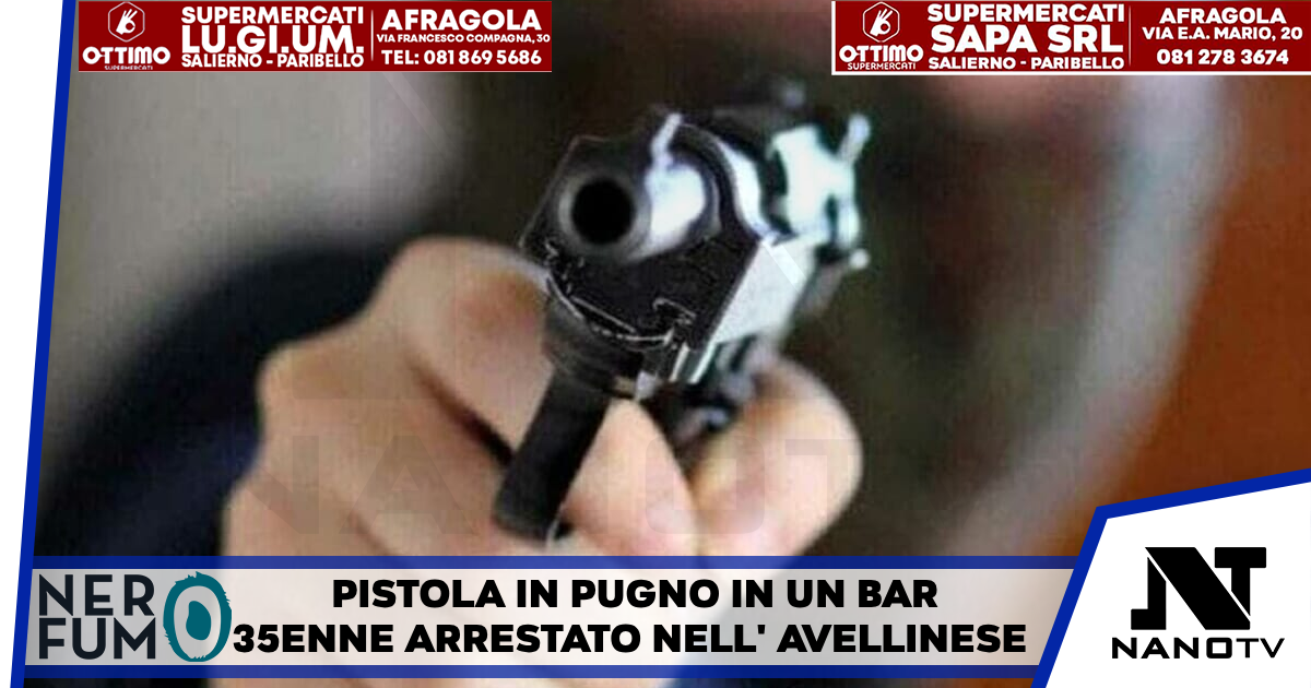 Pistola in pugno nel bar, 35enne arrestato nell’Avellinese Minacce a un giovane dopo un banale litigio