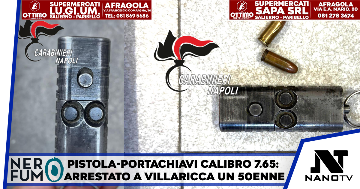 Villaricca, pistola-portachiavi calibro 7.65: 50enne arrestato dai Carabinieri