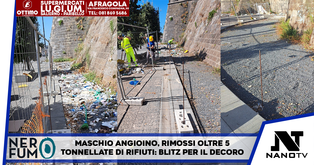 Napoli, pulizia straordinaria al Maschio Angioino: rimossi oltre 5 tonnellate di rifiuti